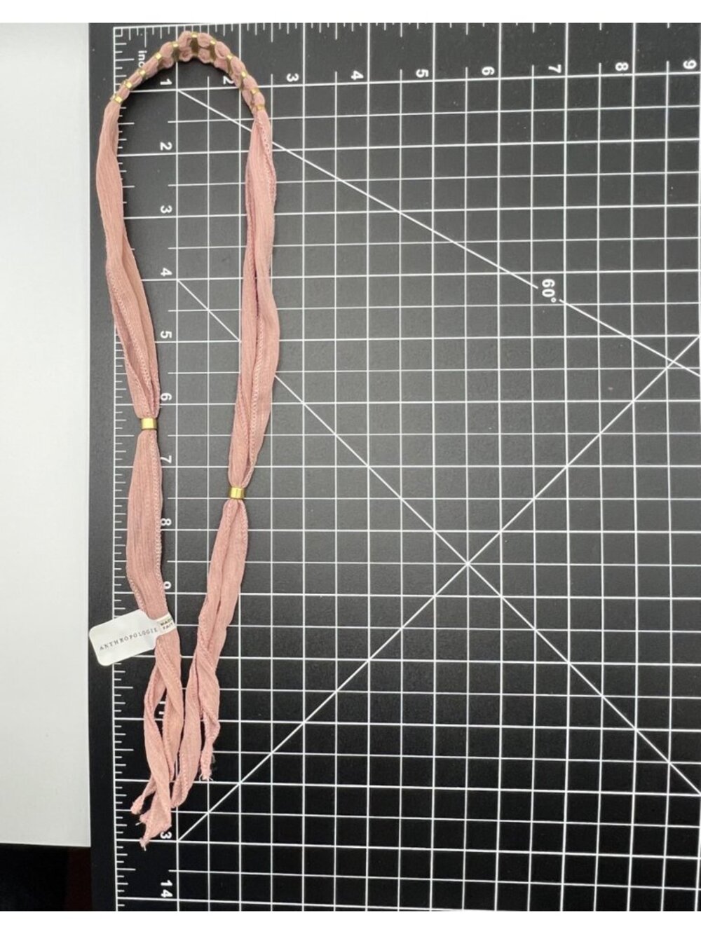 NWT Anthropologie Serefina Choker Necklace Dusty Blush Pink Gold Crystal Fabric - Picture 8 of 8